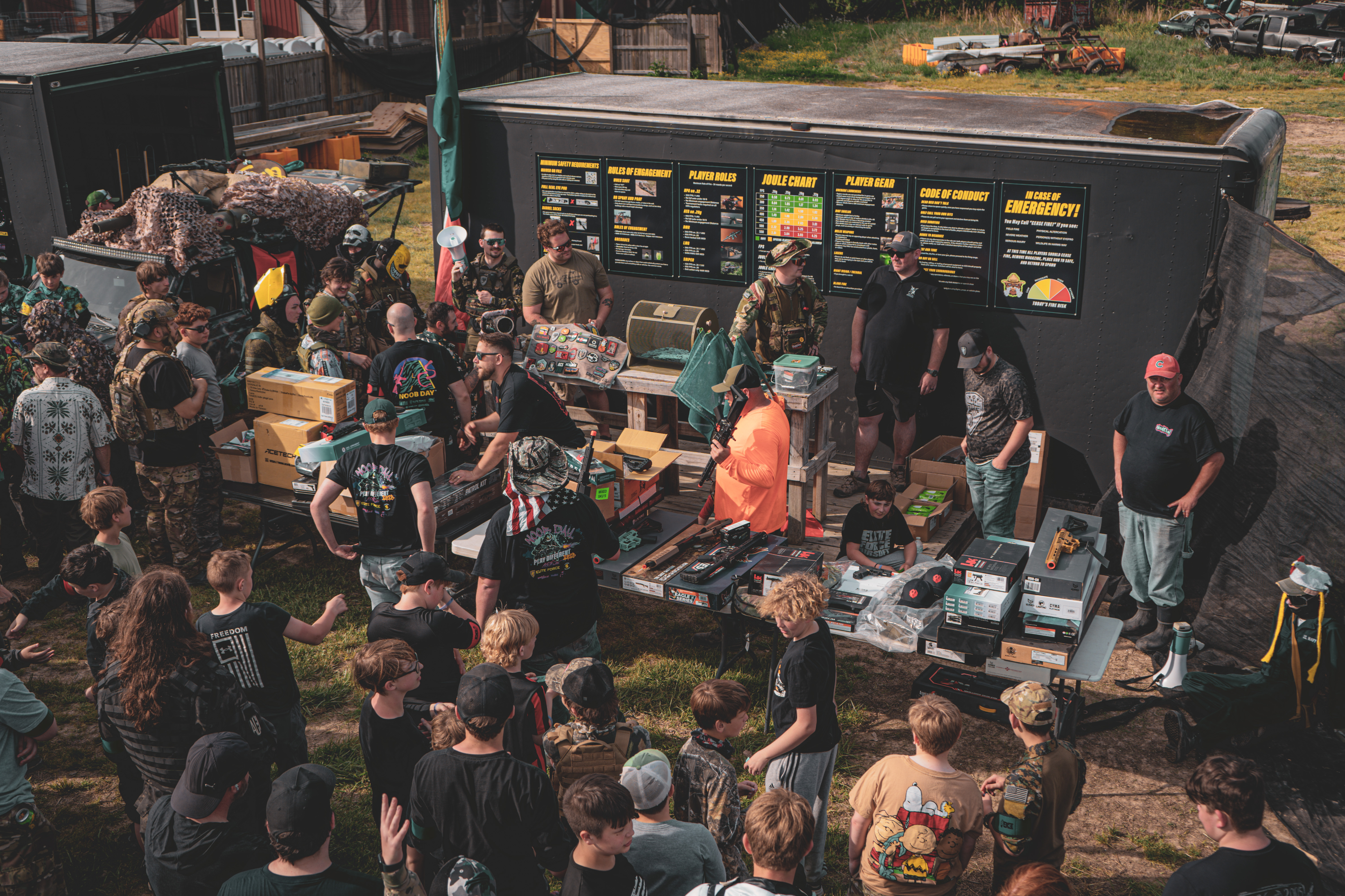 Group of airsoft player preparing for a game